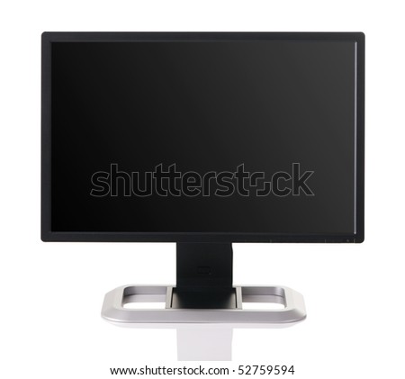 Computer Screen Black on Modern Black Computer Monitor Isolated On White Background Stock Photo