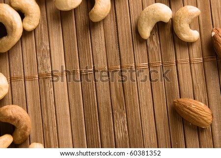 Background made of cashew and almond