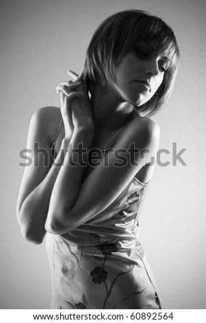 Monochrome portrait of a young beautiful woman