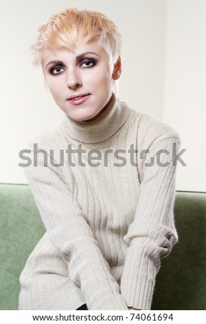 Portrait of a young beautiful woman indoor