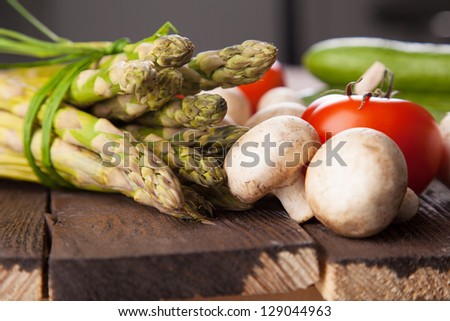 Fresh vegetables on a wooden table