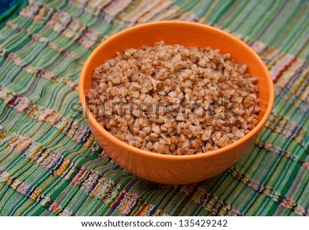 Buckwheat in an orange bowl