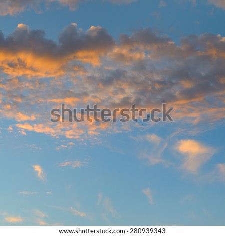 beautiful sunrise and cumulus clouds