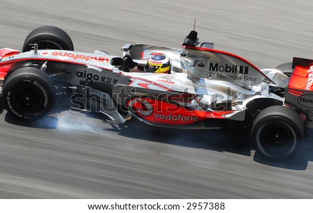 McLaren F1 driver in actions during a test session at the Sepang International Circuit