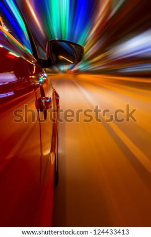 Night driving-motion blur street light.
