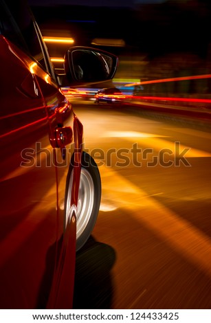 Night driving-motion blur street light.