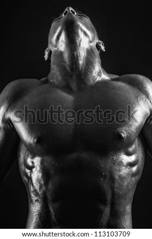 Muscled male model showing his neck