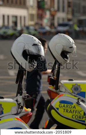 Irish Policeman on traffic duty in Dublin city