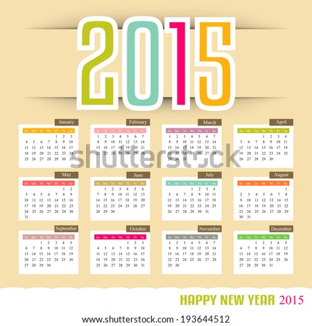 Calendar 2015 vector illustration Calendar 2015 vector illustration