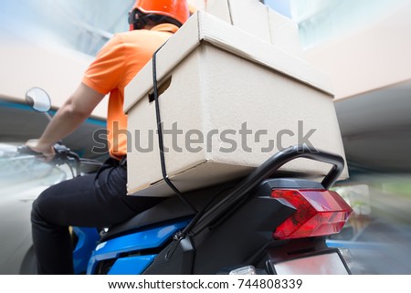 Delivery man ride motorcycle service, Fast and Free Transport