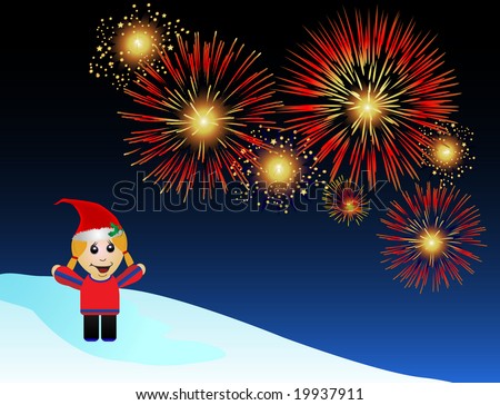 fireworks cartoon pictures. A festive cartoon female