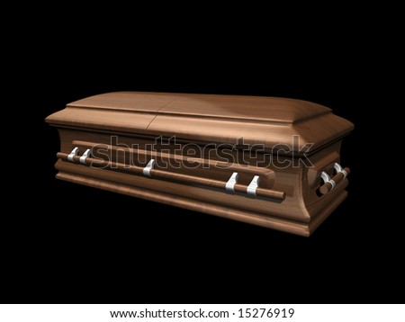 Casket Side View On Black Background 3d. Stock Photo 15276919