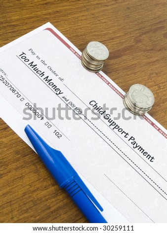 Child Support Payment Check too much money concept