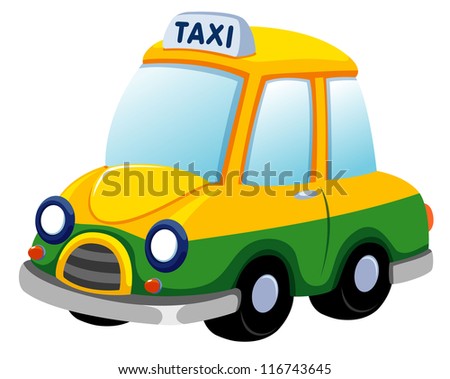 Illustration Of Cartoon Taxi Car On White - 116743645 : Shutterstock