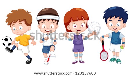 illustration of Cartoon kids sports characters illustration of Cartoon kids sports characters