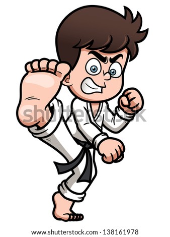 Vector illustration of Boy Karate kick Vector illustration of Boy Karate kick