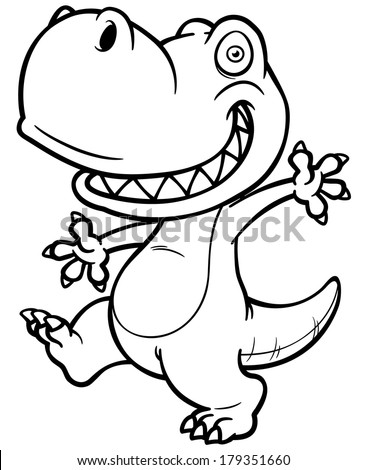 Vector Illustration Of Cartoon Dinosaur - Coloring Book - 179351660 