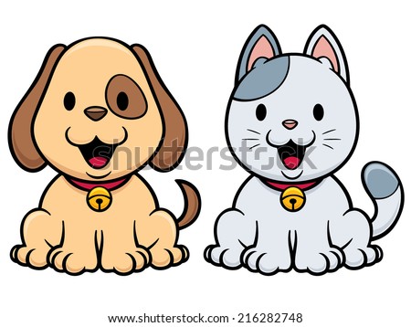 Vector illustration of cartoon cat and dog Vector illustration of cartoon cat and dog