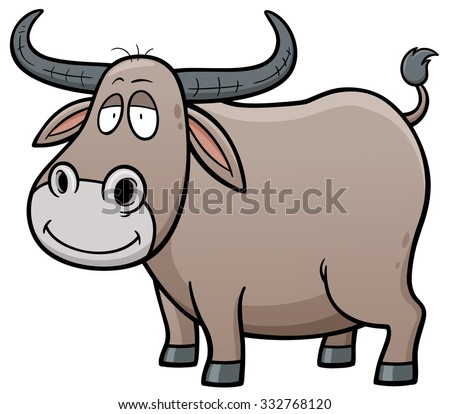 Vector Illustration Of Cartoon Buffalo - 332768120 : Shutterstock