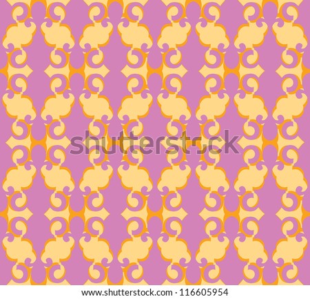 Floral pattern seamless. Flourish vector motif on pink background. Oriental wallpaper.