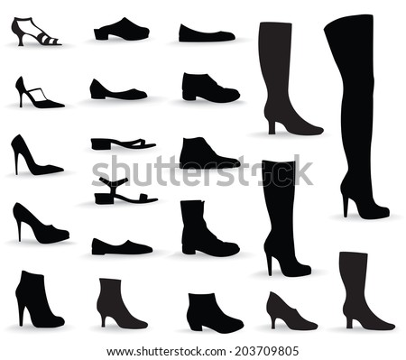 Shoes icon set Silhouettes collection Shoes icon set Silhouettes collection