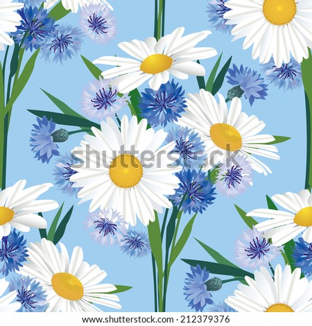 Flower seamless background. Flower chamomile pattern. Floral seamless texture with flowers tulips. Flourish wallpaper