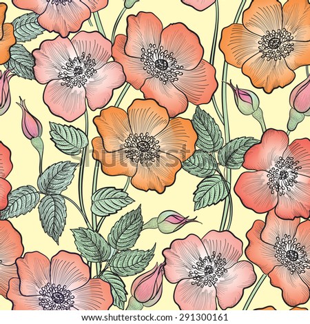 Floral seamless pattern. Flower rose background. Floral seamless texture with flowers.