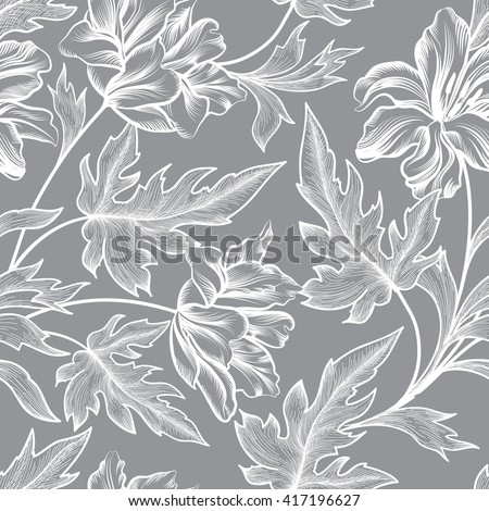 Floral seamless pattern  Flower background. Floral tile ornamental texture with flowers  Spring flourish garden watercolor wallpaper