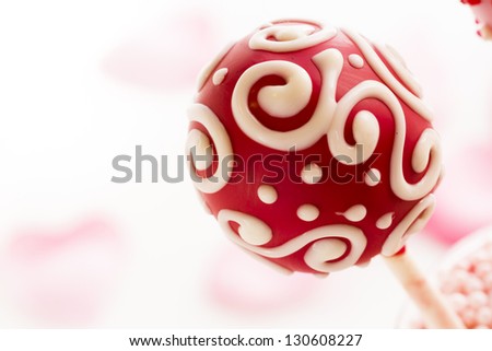 Fancy cake pops decorated for Valentine\'s day.