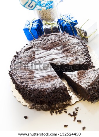 Flourless Chocolate Cake with Star of David for Hanukkah.