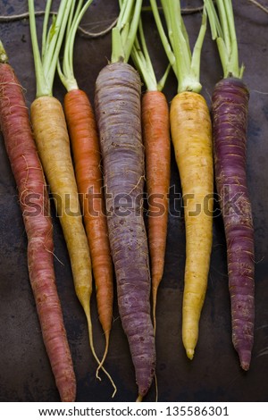 Organic rainbow carrots from the local farm.