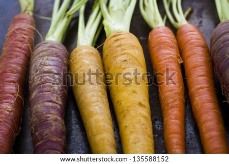 Organic rainbow carrots from the local farm.