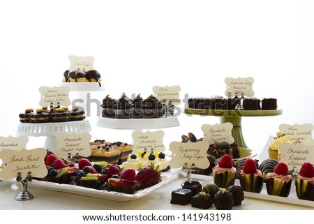 Dessert bar with assorted chocolate sweets.