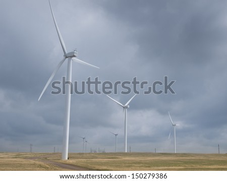 Wind turbines farm with alternative energy source in Cheyenne,  WY.