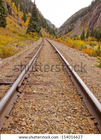 Railroad tracks. This train is in daily operation on the narrow gauge railroad between Durango and Silverton Colorado