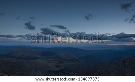 On a hazy summer Evening at 13,000 feet you can see forever--almost to the prairies of Kansas from here. Mount Evans Wilderness, Front Range, Colorado.