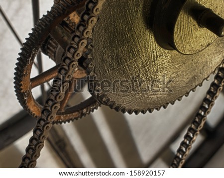 Gear of the clock machine of the clock on the Clock Tower in Denver, Colorado.