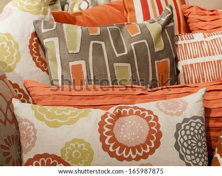 Color pillows on sofa.