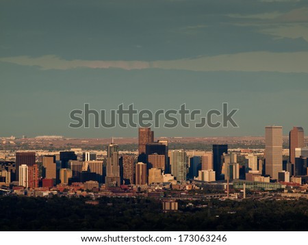 Denver, Colorado-October 11, 2011: A view of downtown  Denver right before sunset.