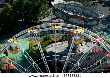Denver, Colorado-July 21, 2011: Ferris wheel at the Elitch Gardens Theme Park in Denver, Colorado.