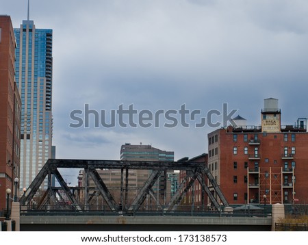 Denver, Colorado-April 9, 2011: Old railroad bridge in downtown Denver, Colorado.