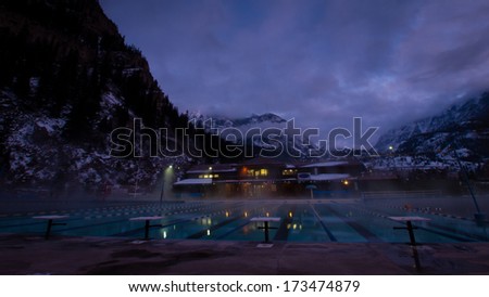 Ouray, Colorado-January 8, 2012: Ouray Hot Spring Pool in the winter.