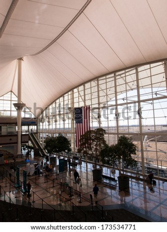 Denver, Colorado-March 28, 2012: Modern architecture at the Denver International Airport, Colorado.
