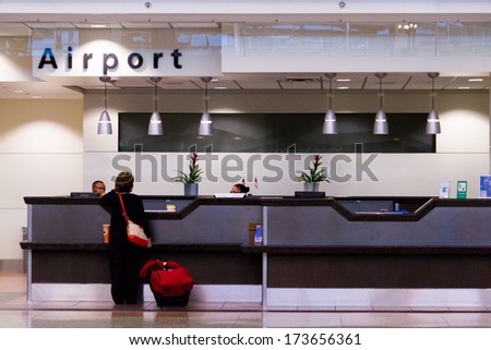 Denver, Colorado-January 19, 2013:Passengers at the Denver International Airport.
