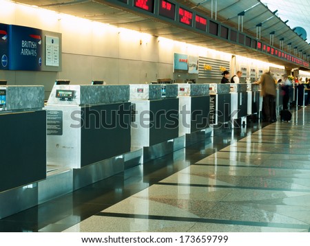 Denver, Colorado-September 16, 2012: Check in line at Denver International Airport, Colorado.