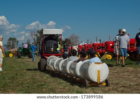 Longmont, Colorado-August 27, 2011: Old farm equipment on the display at the Yesteryear Farm Show.