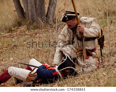 Denver, Colorado-November 5, 2011: Reenactment of the Revolutionary War.