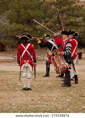 Denver, Colorado-November 5, 2011: Reenactment of the Revolutionary War.