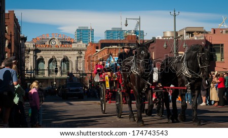 Denver, Colorado-January 5, 2012: Annual  National Western Stock Show Parade, travels up 17 Street.