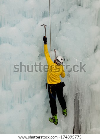Ouray, Colorado-January 7, 2012: Annual Ice Festival with ice climbing competition.